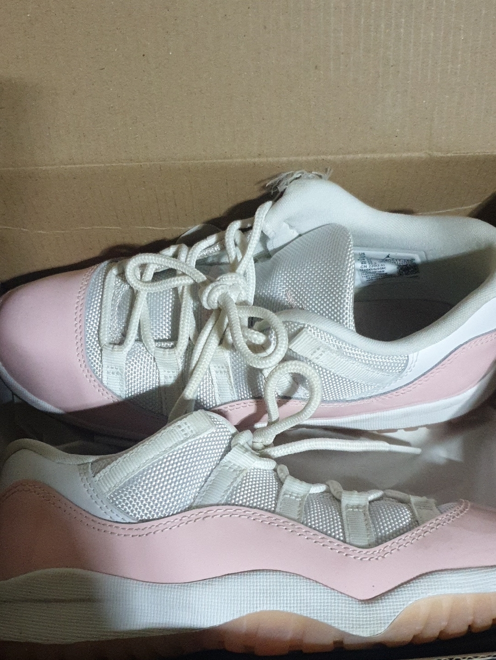 Jordan Women's Pink and White Low-Top Retro Sneakers